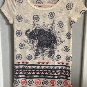 Elephant and Mandala Shirt - Cream